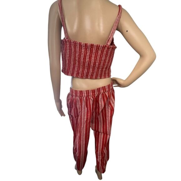 Arizona Jean Company Red Striped Stretchy Two Piece Set With Crop Top - Picture 6 of 6